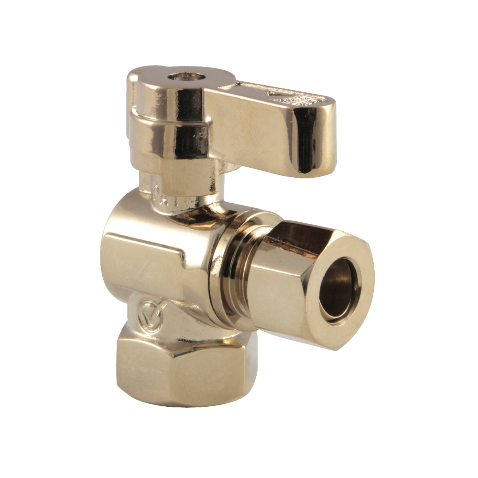 Kingston Brass KF3310PB 3/8-Inch FIP x 3/8-Inch O.D. Comp Quarter-Turn Angle Shut-Off Valve in Polished Brass
