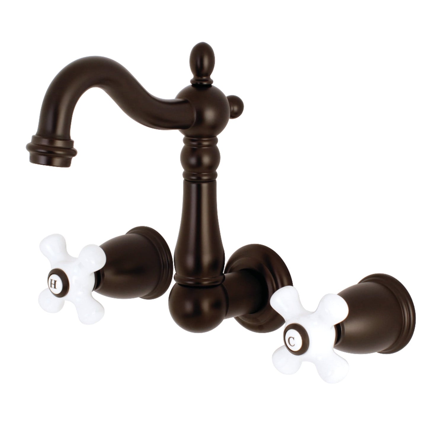 Kingston Brass KS1226PX Heritage Wall Mount Bathroom Faucet, Polished Nickel
