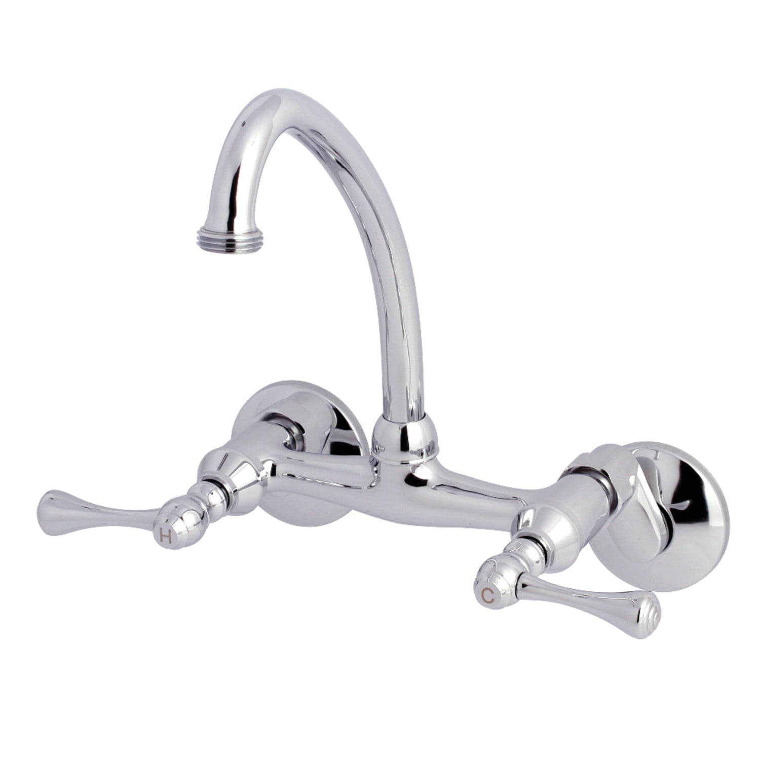 Kingston Brass KS374C Kingston Two Handle Wall Mount Laundry Faucet, Polished Chrome