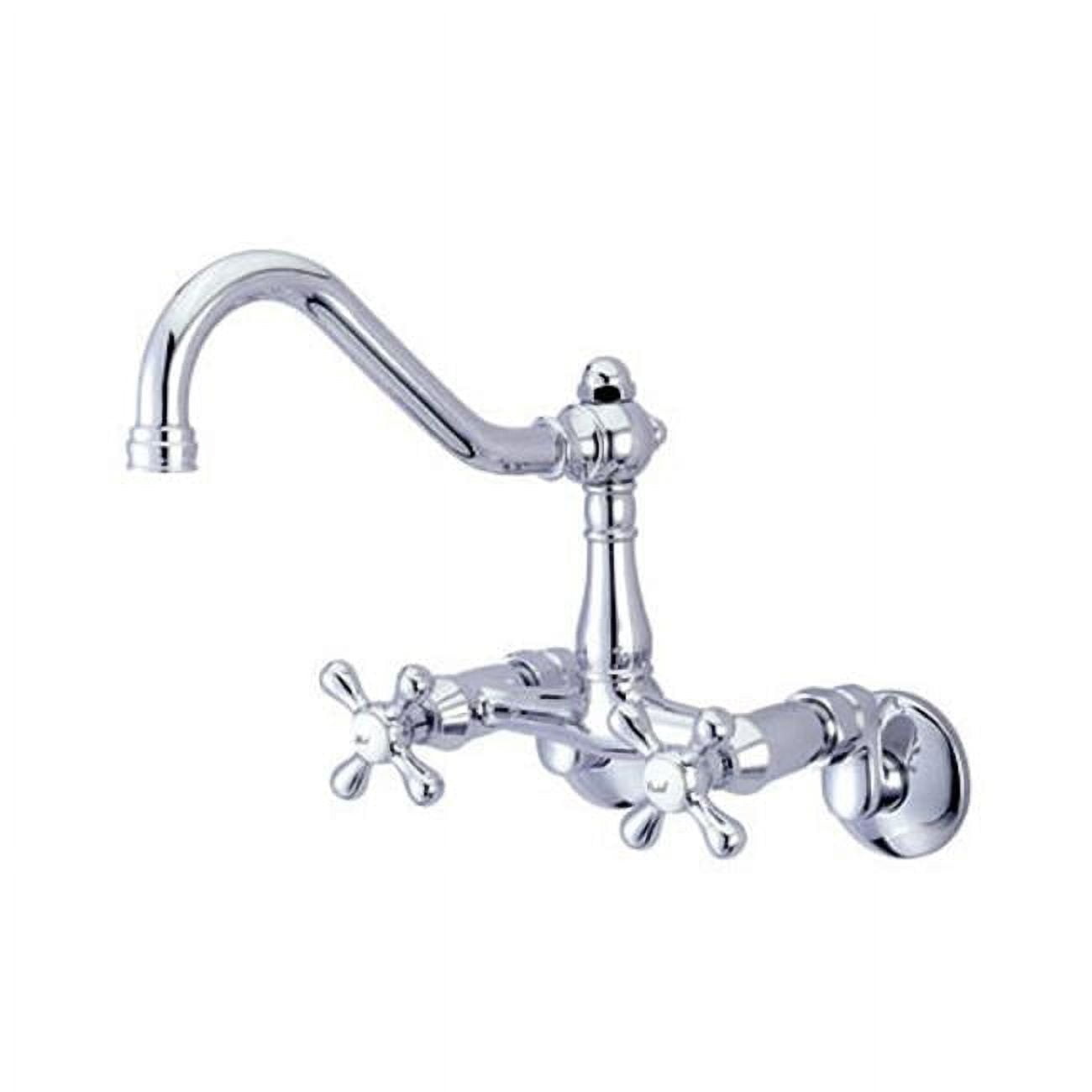 Kingston Brass KS3221AX Vintage 6" Adjustable Center Wall Mount Kitchen Faucet, Polished Chrome