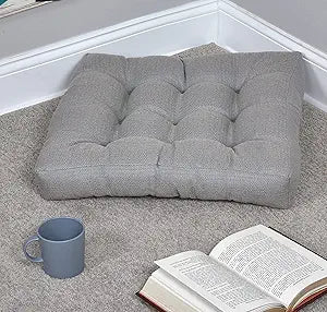 Klear Vu Gripper Non-Slip Floor Cushions for Adults, Extra Thick Square Meditation Pillow, Ideal for Yoga, Seating or Lounging, 21"x21", 1 Count, Gray