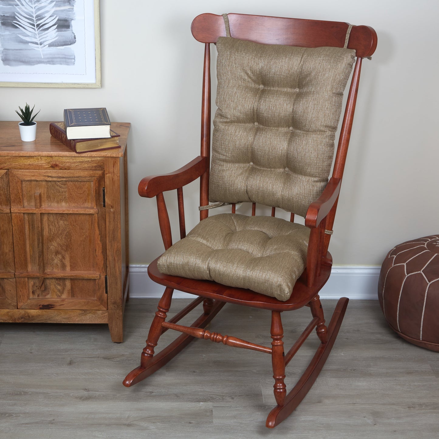 Klear Vu Gripper Non-Slip Omega 2-Piece Rocking Chair Cushion Set, Gold