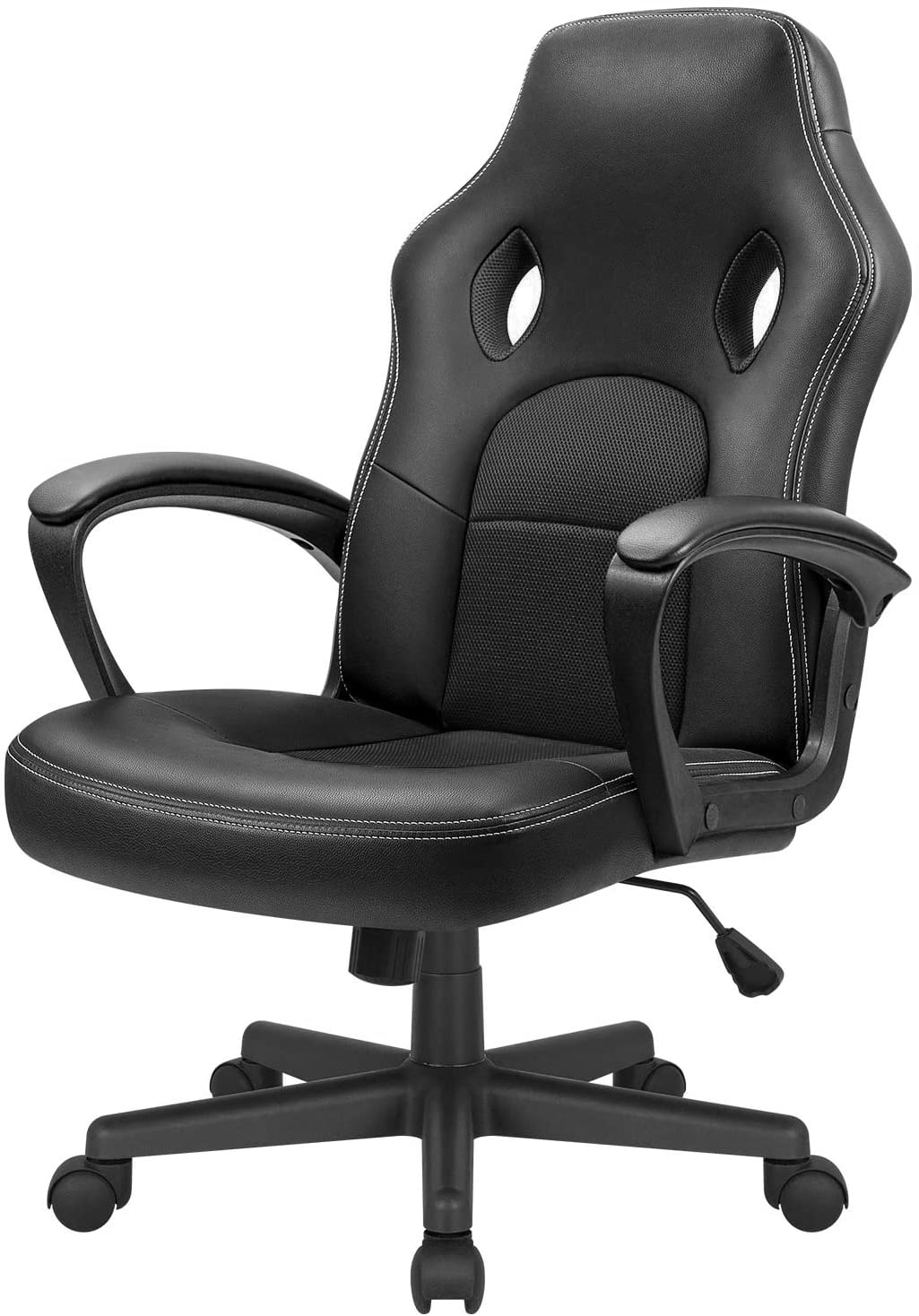 Lacoo Silla de Oficina para Juegos de Ordenador de Piel SintÃ©tica con Soporte Lumbar, Negro