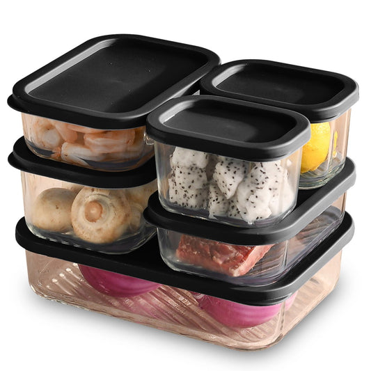 LammaLoe Glass Food Storage Containers with Lids, 12 Piece Airtight Glass Meal Prep Containers, Oven, Microwave & Freezer Safe, Stackable Glass Storage Containers, Sage Green