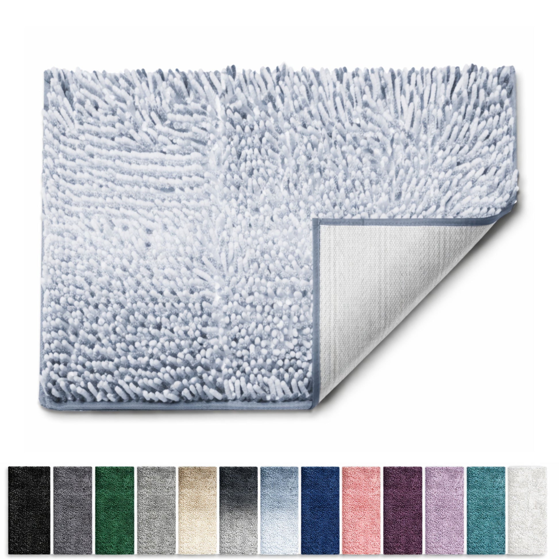 Lammaloe Chenille Bathroom Rugs Non Slip Bath Mat, 24Ã—36 Ultra Absorbent, Bath Mats for Bathroom, Ombre Blue