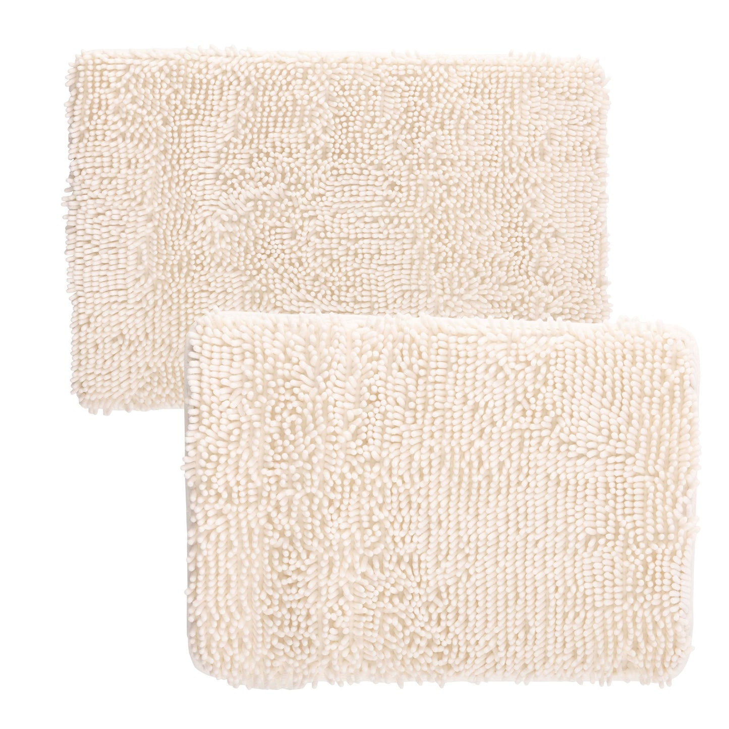 Lavish Home Set of 2 Bathroom Rugs â€“ Chenille Memory Foam Bath Mats, White
