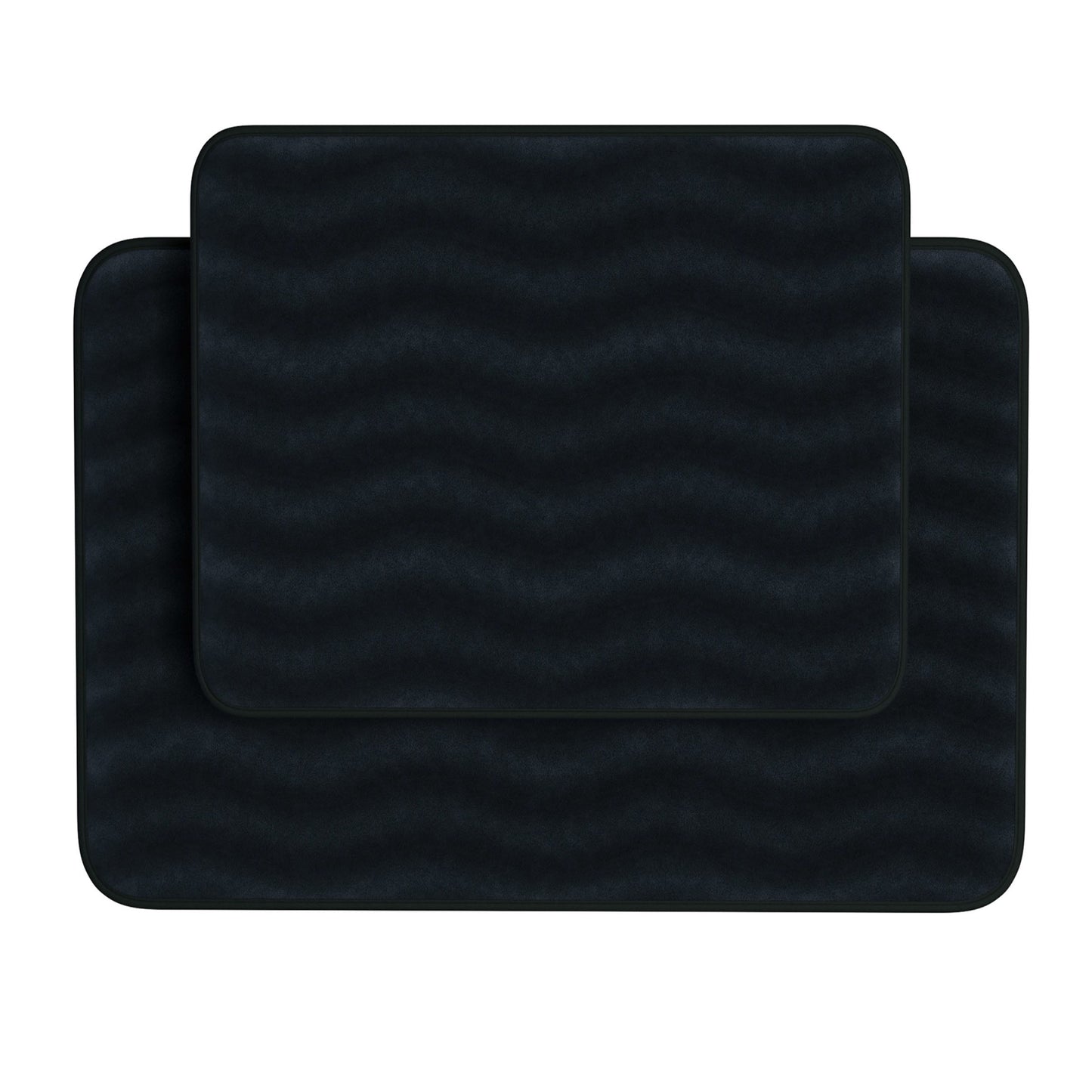 Lavish Home Set of 2 Bathroom Rugs â€“ Non-Slip Memory Foam Bath Mats, Black