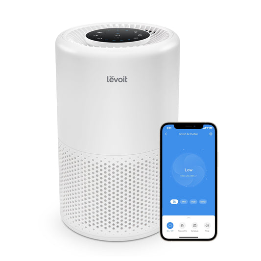 Levoit PlasmaProÂ® 200S-P 675 Sq Ft 3-Stage Filtration for Bedrooms and Offices Smart Air Purifier, White