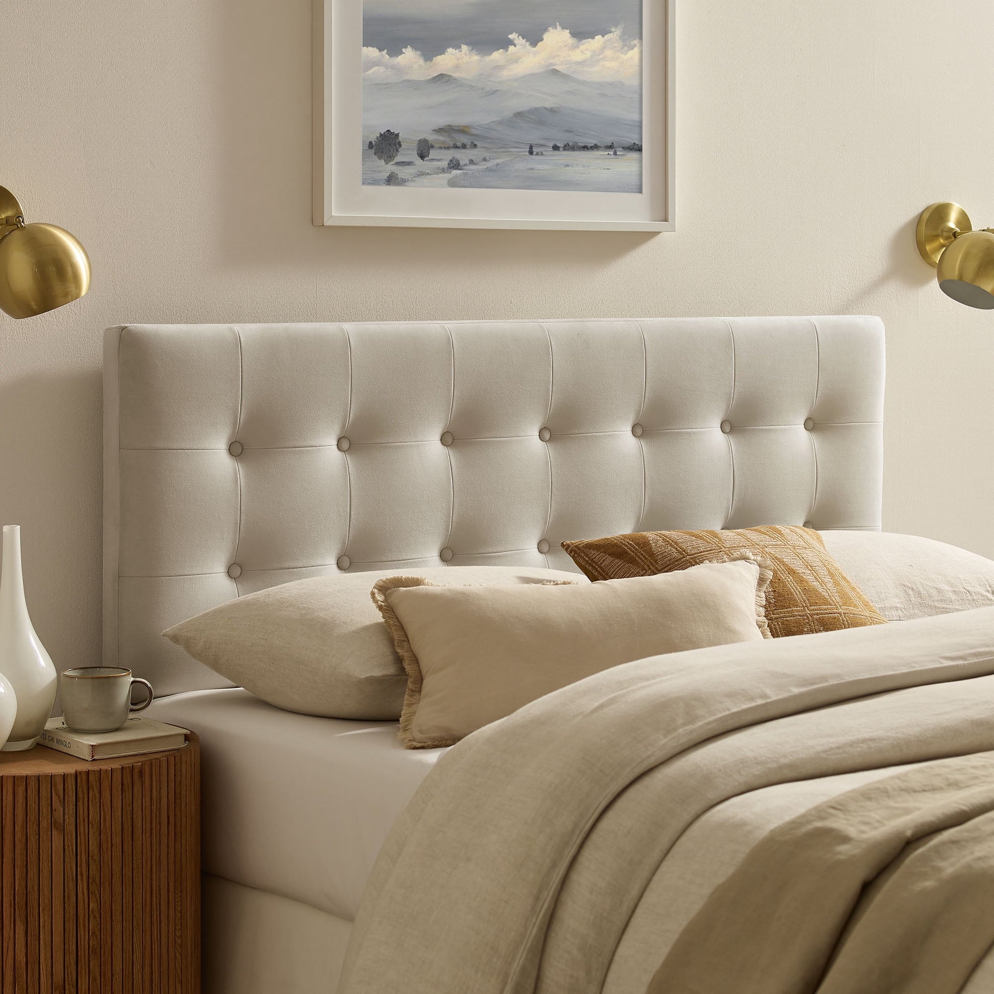 Lily Stain-Resistant Performance Velvet Full Size Headboard in Taupe