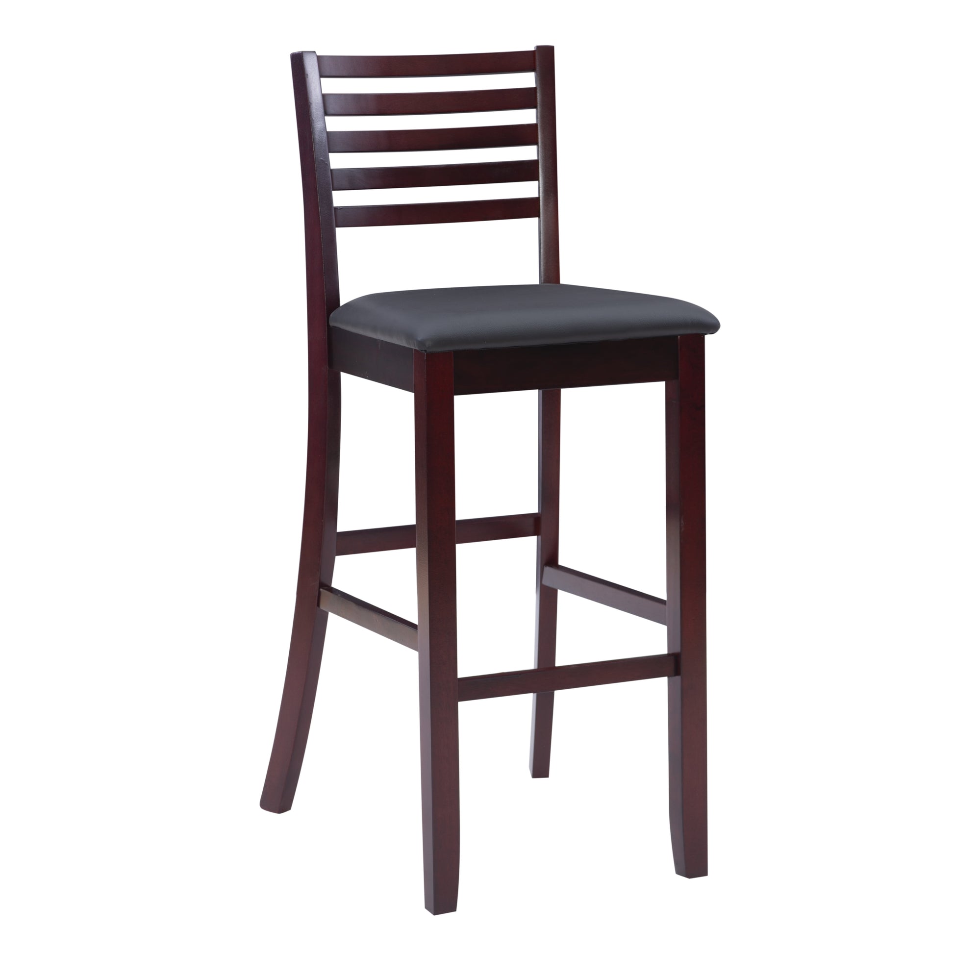 Linon Healy 30" Mid Back Bar Stool, Merlot/Dark Brown Faux Leather