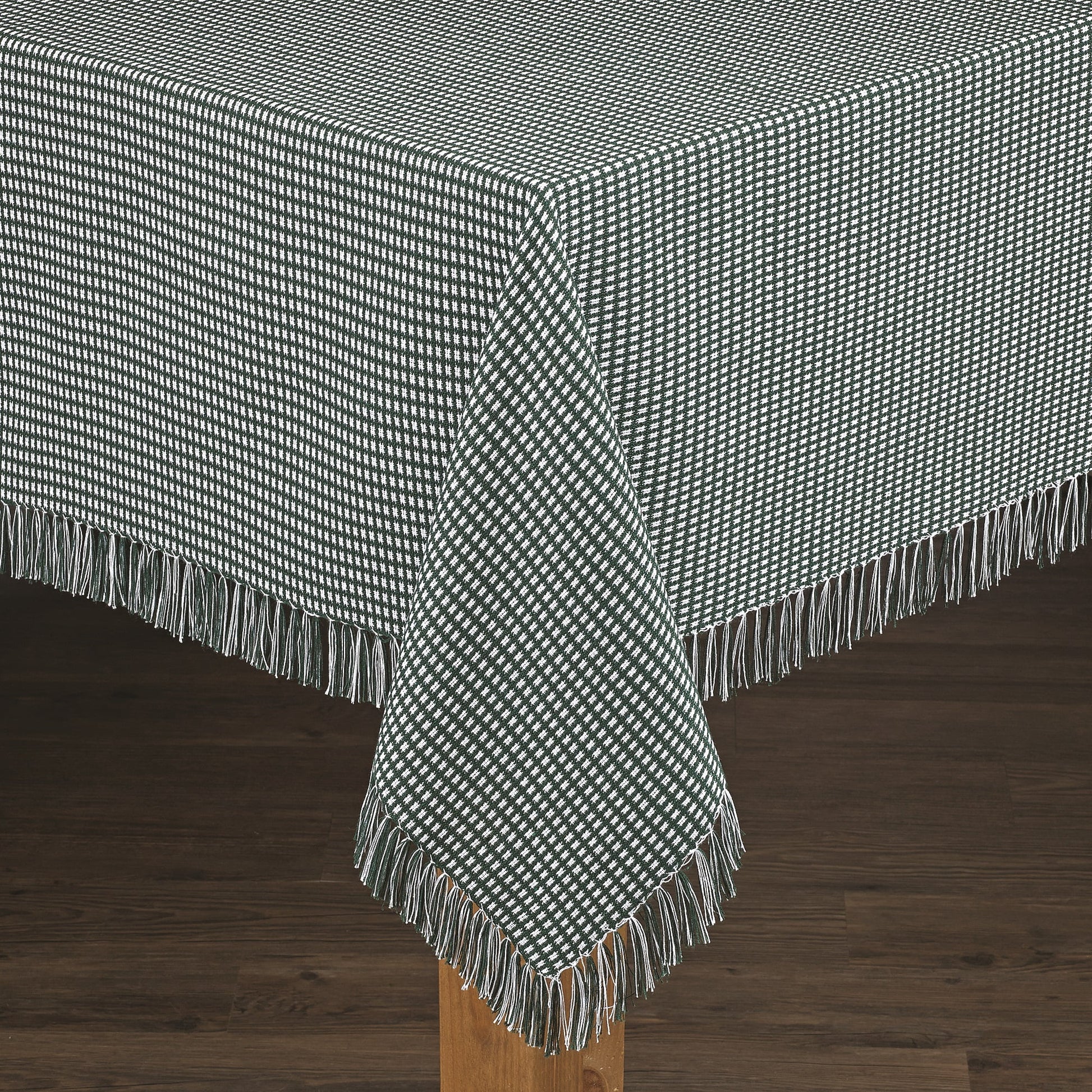 Lintex Linens Homespun Check 100% Cotton Woven Fringed Tablecloth 52"X70", Hunter