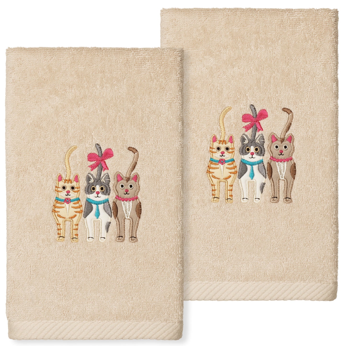 Linum Home Textiles Gatos - Toallas de Mano Bordadas de Lujo 100% AlgodÃ³n Turco (Juego de 2)