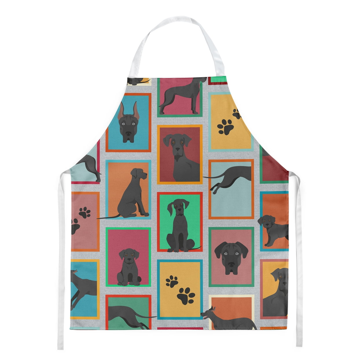 Lots of Black Great Dane Apron 27 in x 30 in