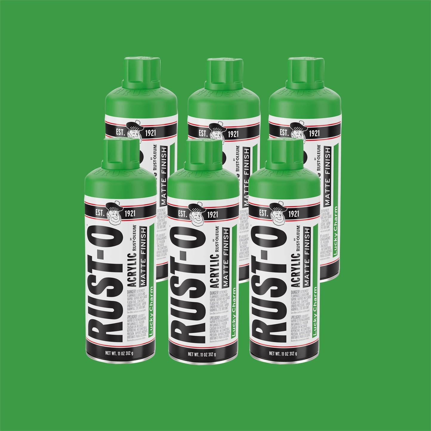 6 Pack, Lucky Charm, Rust-Oleum Rust-O Acrylic Matte Spray Paint-392206, 11 oz