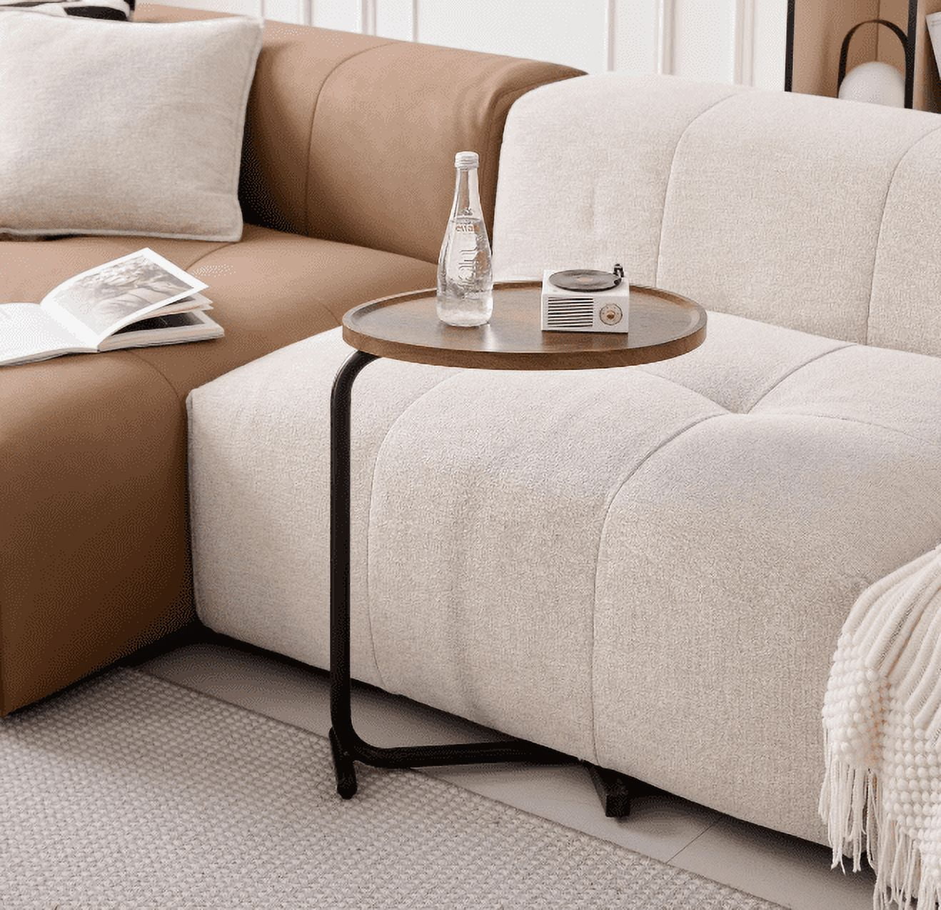 MAYEERTY 2-pieces White C-shaped Side Table, C Shaped End Table, Side Table for Couch and Bed, Small Side Table for Small Spaces