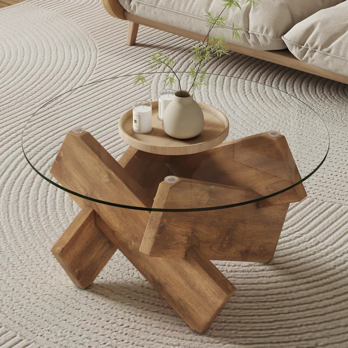 MAYEERTY 35.4*23.6in Rectangle Tempered Glass Top for Dining Coffee Table, Clear
