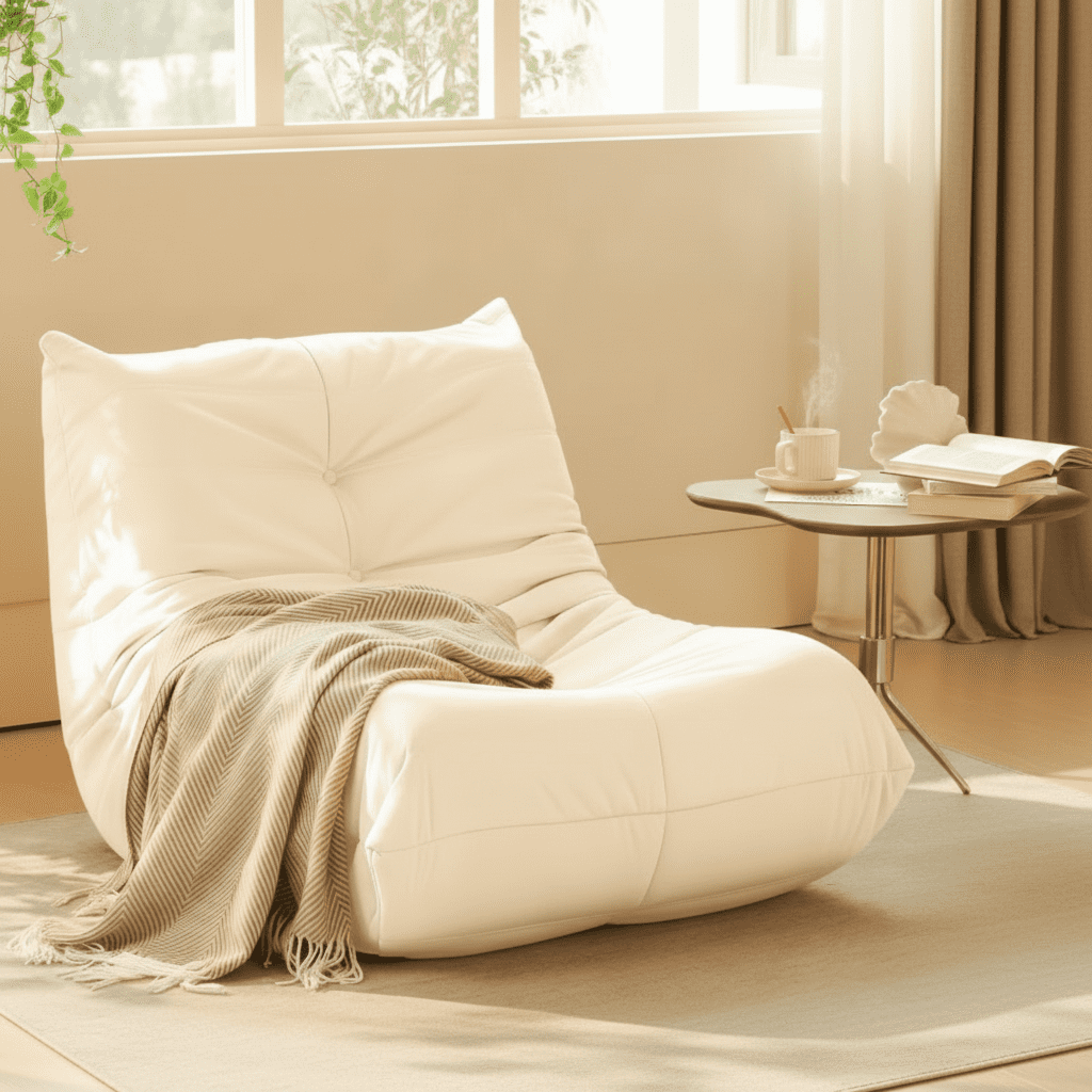 MOONMISS Armless Bean Bag Chairs for Adults,Memory Foam Bean Bag Chair for Living Room Bedroom Office,Beige