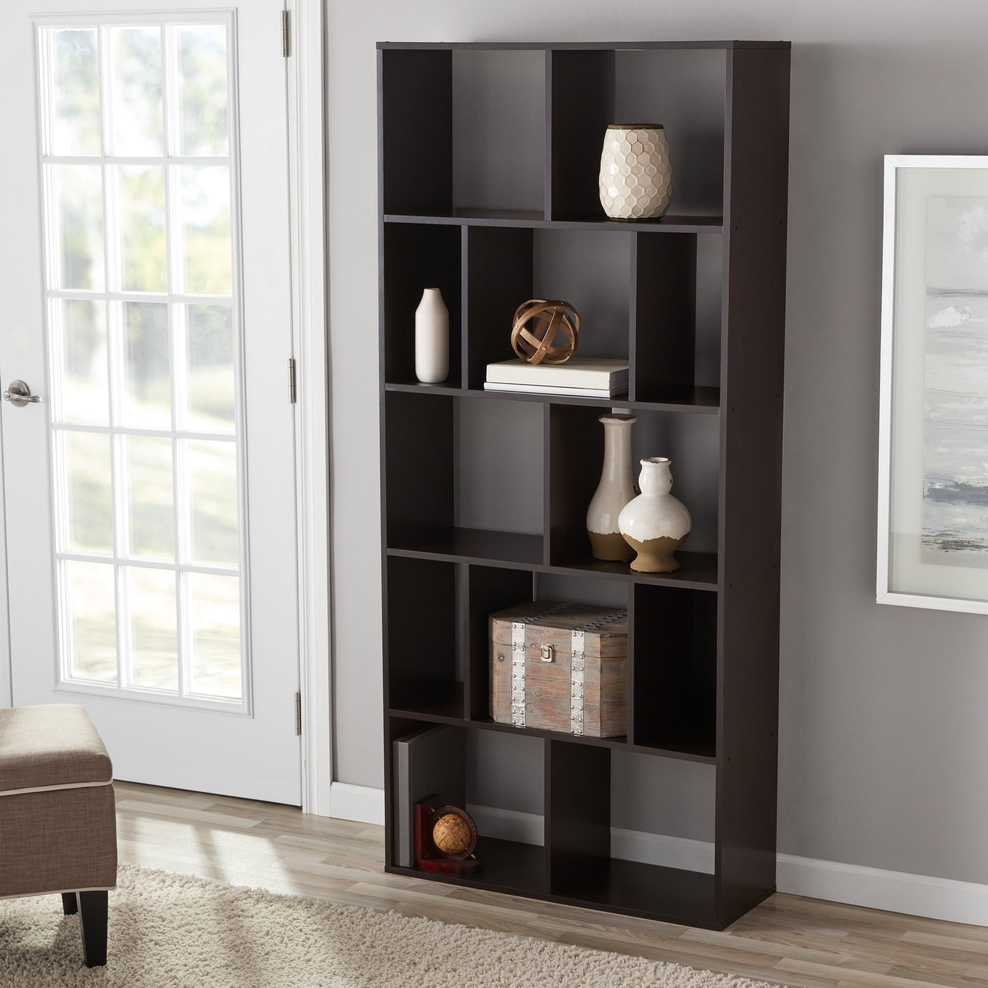 Mainstays Modern 12 Cube Bookcase, Espresso
