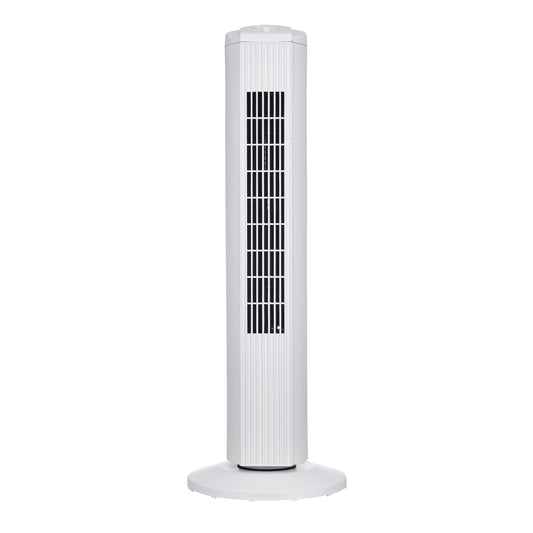 Mainstays 28-Inch 3-Speed White Oscillating Tower Fan