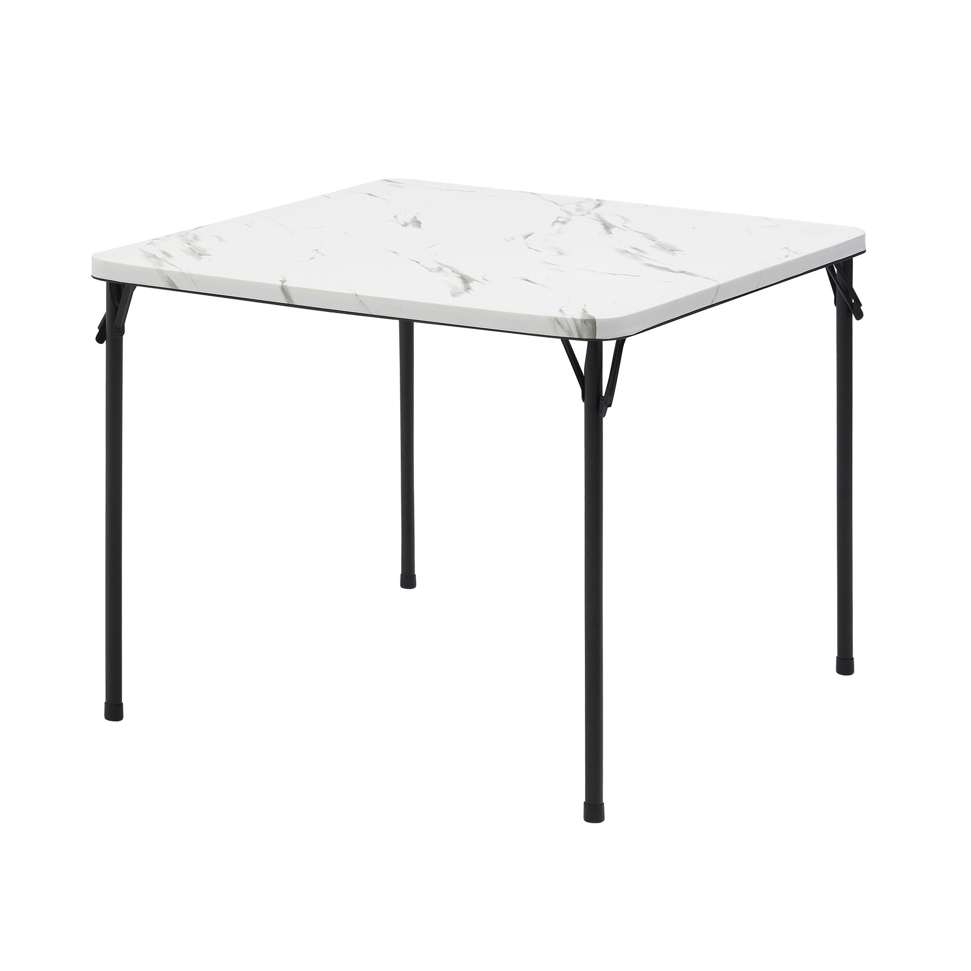 Mainstays 34" Fixed Table Top Folding Legs Card Table, Faux White Marble