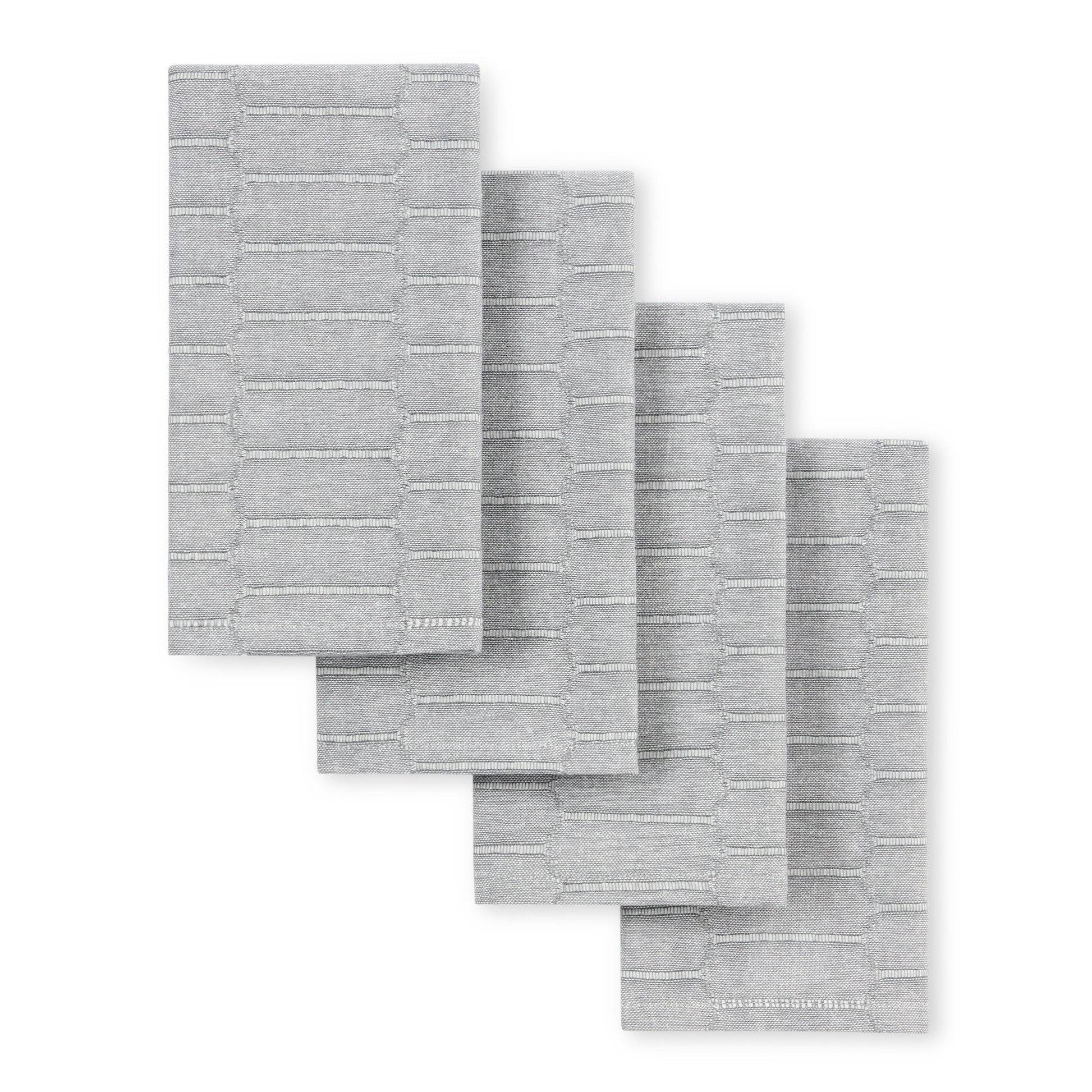 Martha Stewart Honeycomb Modern Farmhouse Napkin 4-Pack Set, Charcoal Grey, 19"x19"
