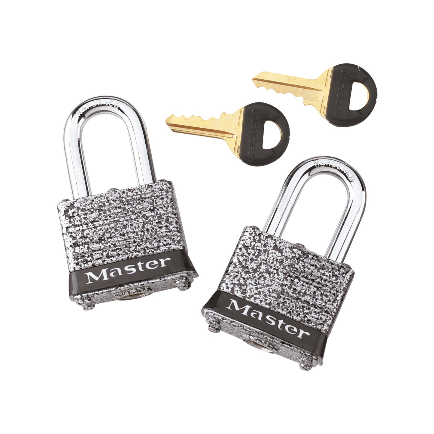 Master Lock 1-9/16in (40mm) Wide Rust-OleumÂ® Certified Laminated Steel Pin Tumbler Padlock; 2-Pack