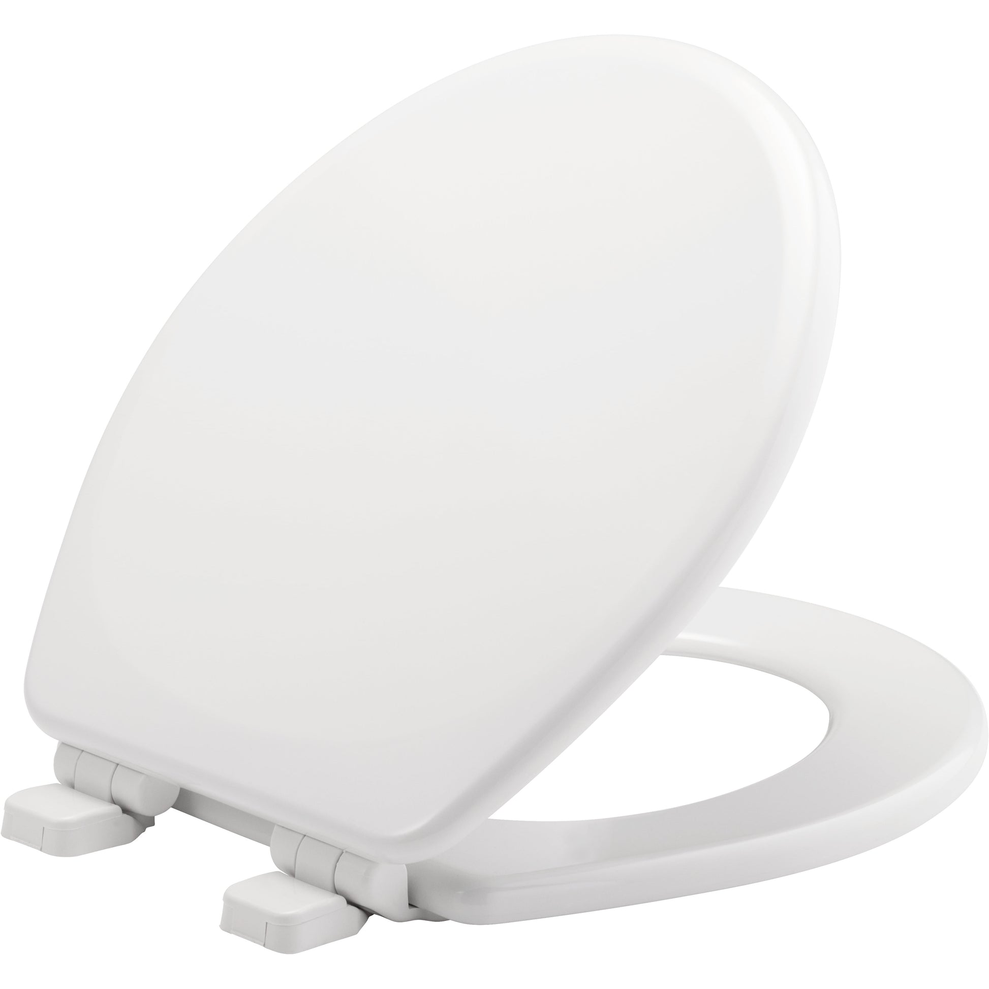 Mayfair LannonÂ® Slow Close Round Enameled Wood Toilet Seat in White Adjustable and Never Loosens