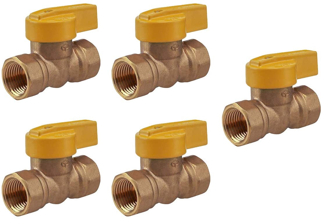 Midline Valve 1PC1-5 Superior One Piece Gas Ball Valve, 1 in. FIP Connections, Brass (Pack of 5)