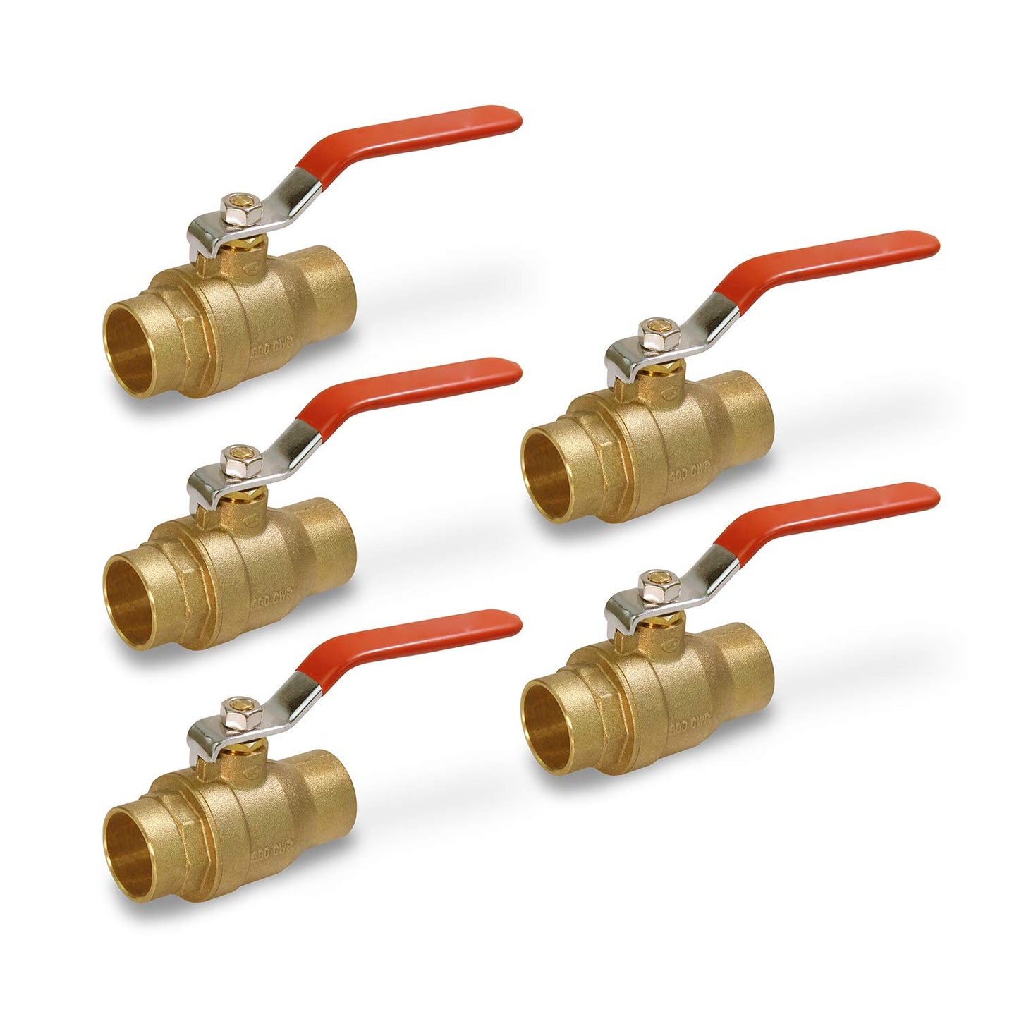 Midline Valve C522223-5 Premium Brass Gas Ball Valve, with 1 in. Sweat Connections (5 Pack)