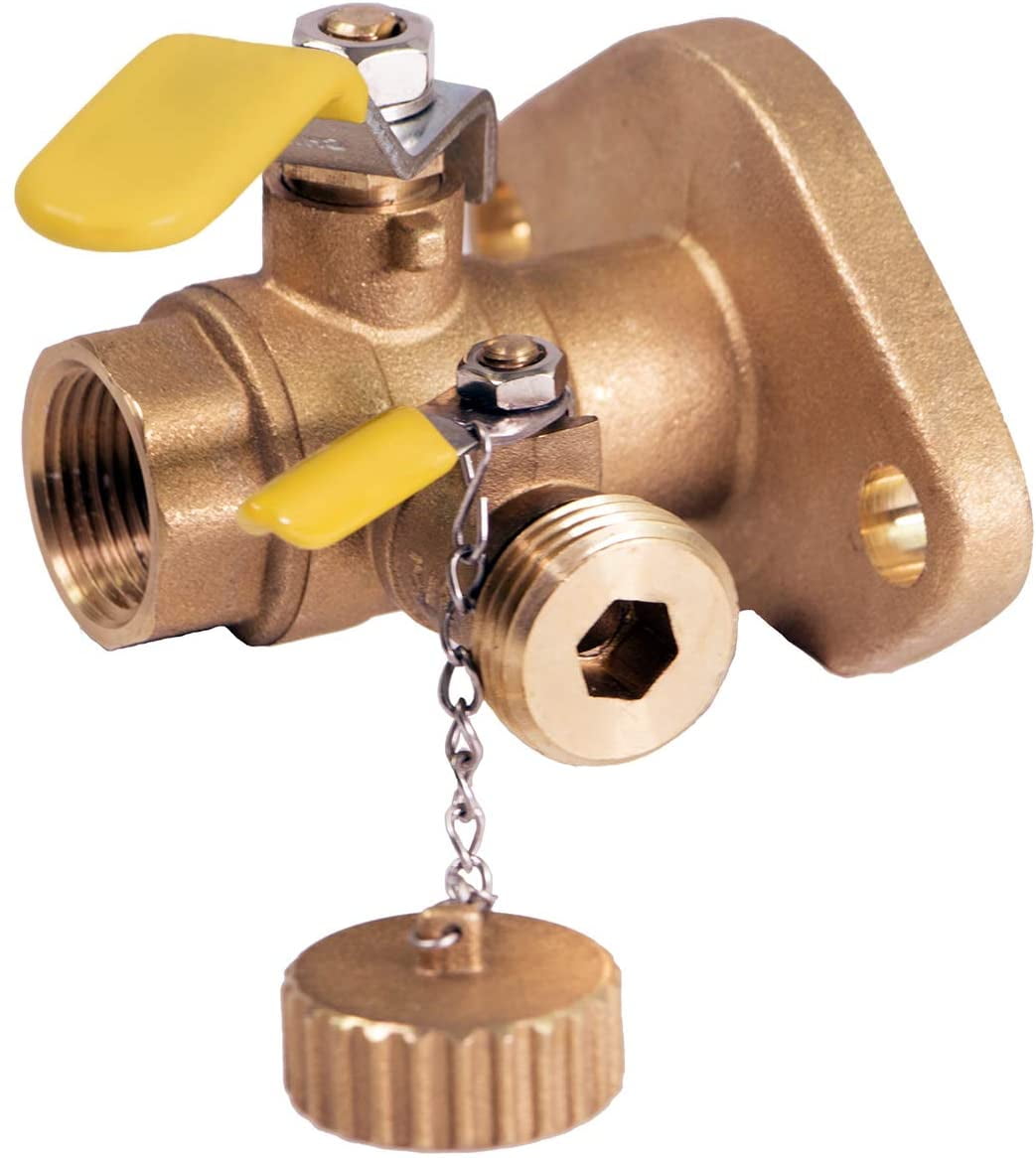 Midline Valve Full Port Ball Valve, with Cleanout, with Flange, Water Shutoff, Flow Control in Pipeline, Brass, 1 in. FIP Connection
