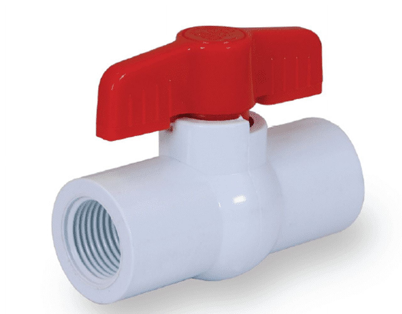 Midline Valve PVC Ball Valve; Red T-Handle Water Shut-Off; 3 in. FIP; Plastic