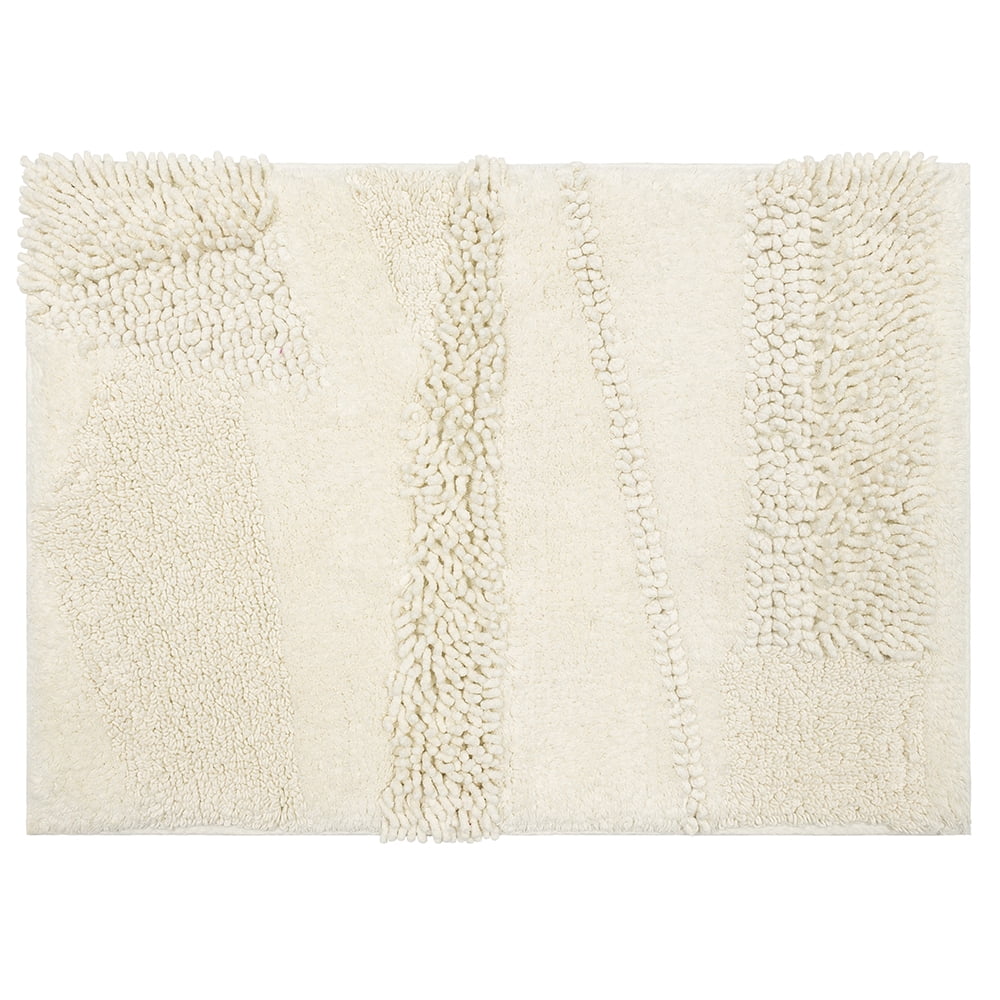 Mohawk Home Plush Cotton Fade/Stain Resistant Non-slip Machine Washable Bath Mat, Parchment, 2' 3" x 3' 9"
