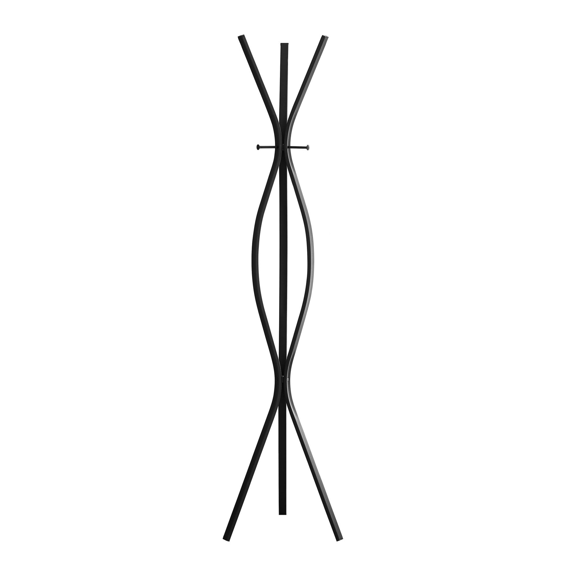 Monarch Specialties Coat Rack, Hall Tree, 3 Hooks, Entryway, 72"H, Bedroom, Black Metal