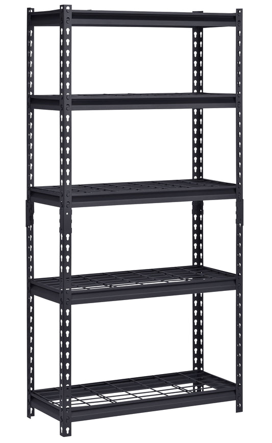 (2 pack) Muscle Rack 30"W x 12"D x 60"H 5-Tier Steel Shelving with Wire Decking; 2,500 lb. Total Capacity; Black