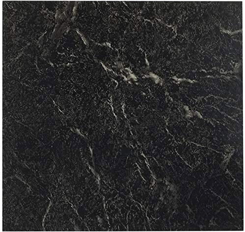 NEXUS Black with White Vein Marble 12x12 Self Adhesive Vinyl Floor Tile - 20 Tiles/20 Sq.Ft., 2 pack