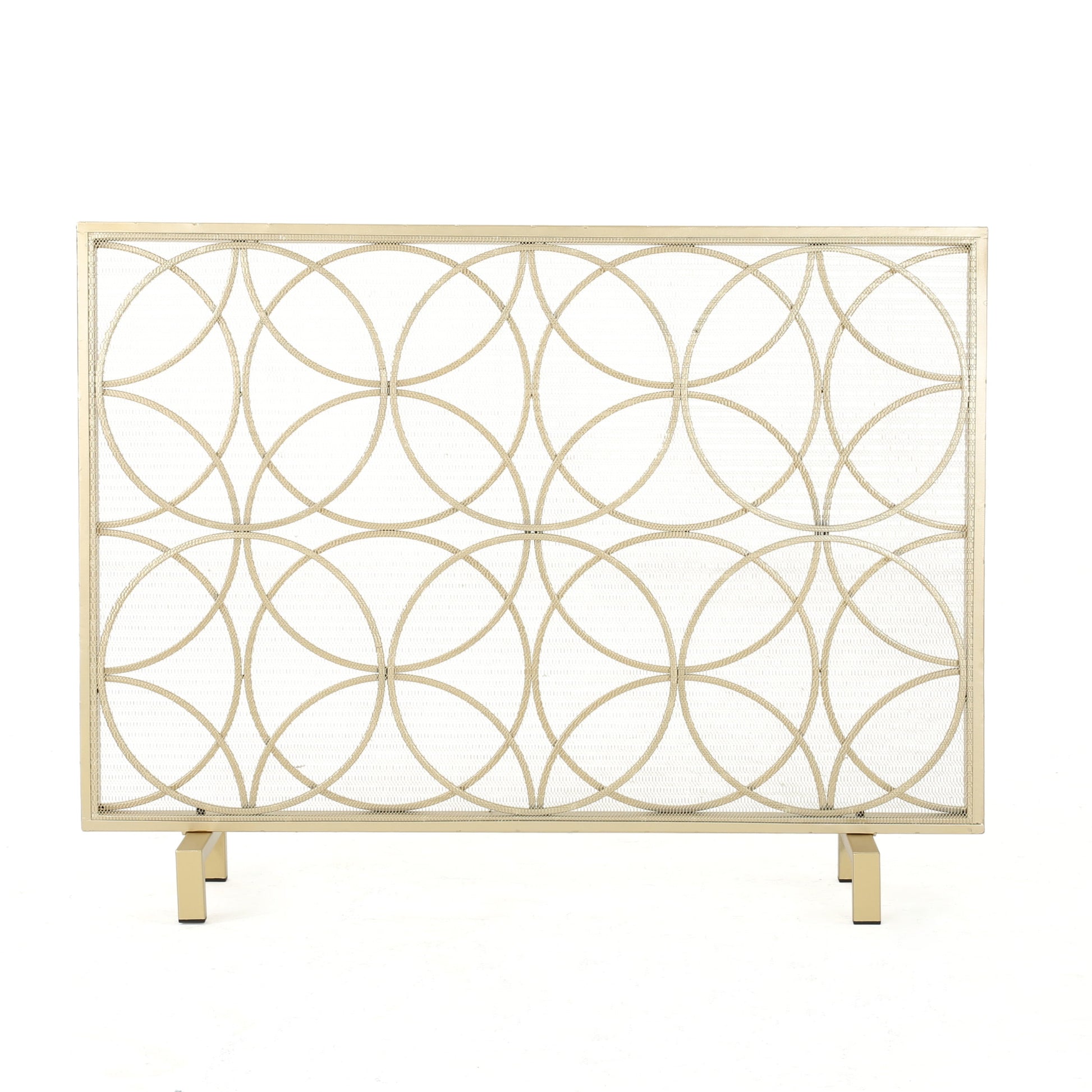Noble House Emmilou Iron Single Panel Fireplace Screen, Gold