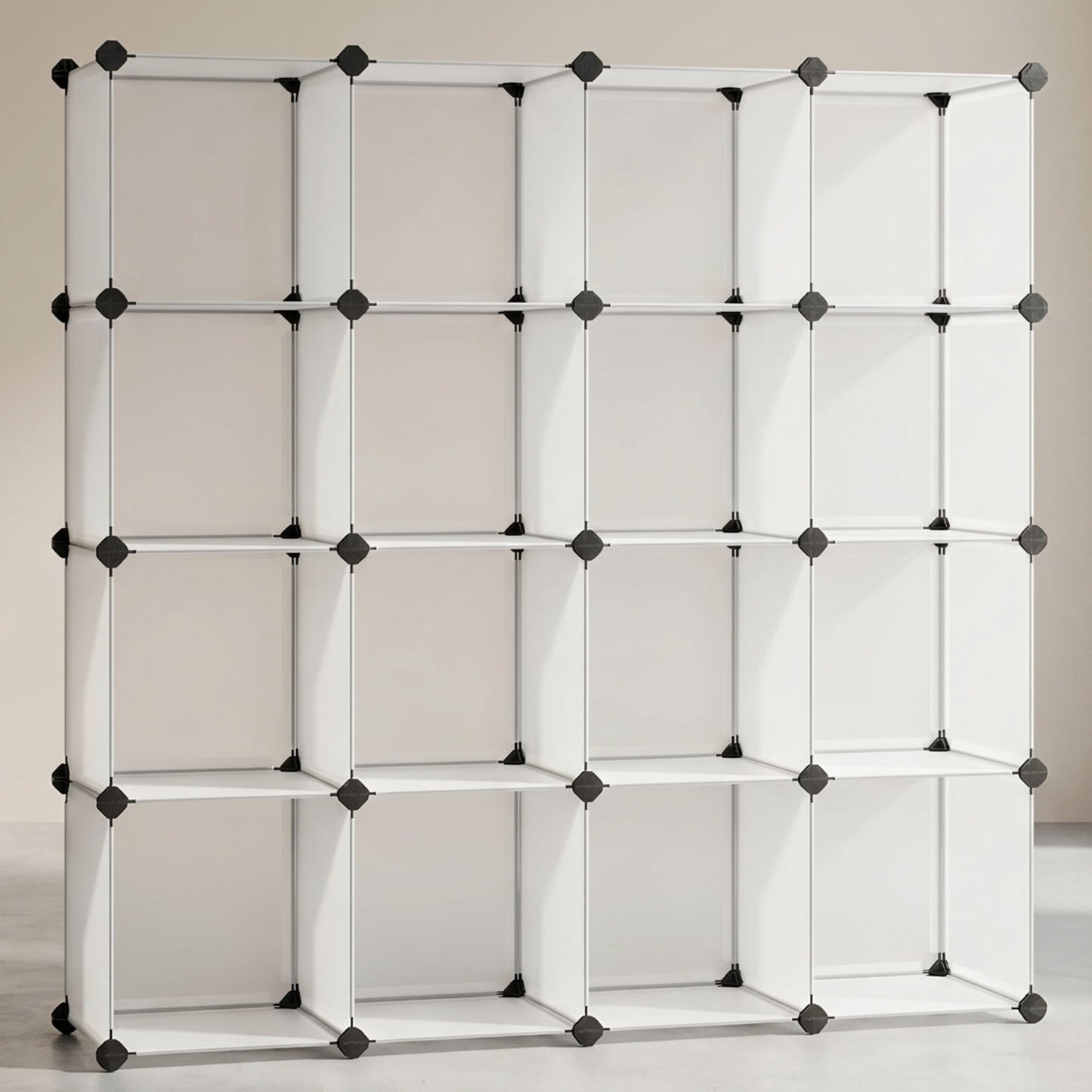 Nordic Hygge 16-Cube Modular Storage Organizer, DIY Plastic Closet Storage and Bookshelf â€“ White