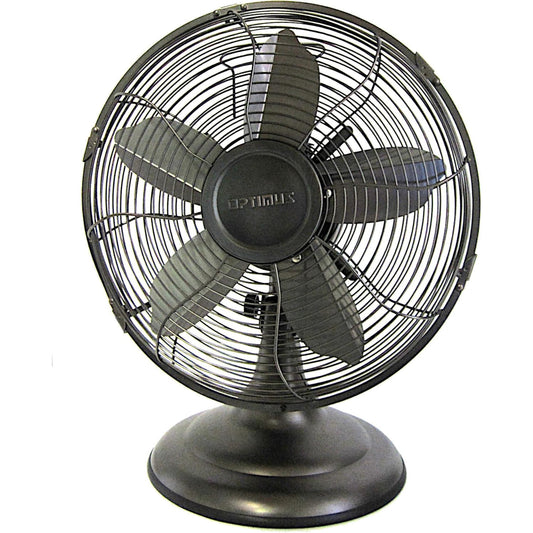 OPTIMUS F-6212 Powerful 3 Speed 12" Portable Retro Oscillating Table Fan, Bronze