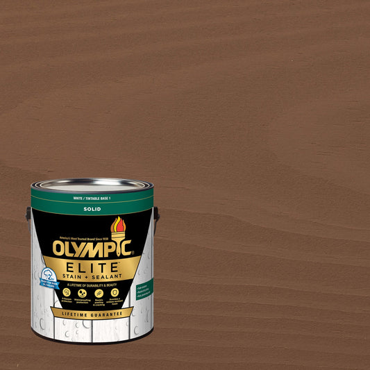 Olympic Elite 1 Gallon SC-1089 Woodchuck Solid Advanced Exterior Stain and Sealer in One