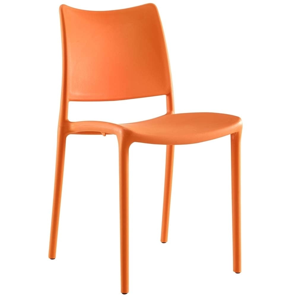 Modway Hipster 32" Modern Plastic Dining Side Chair in Orange