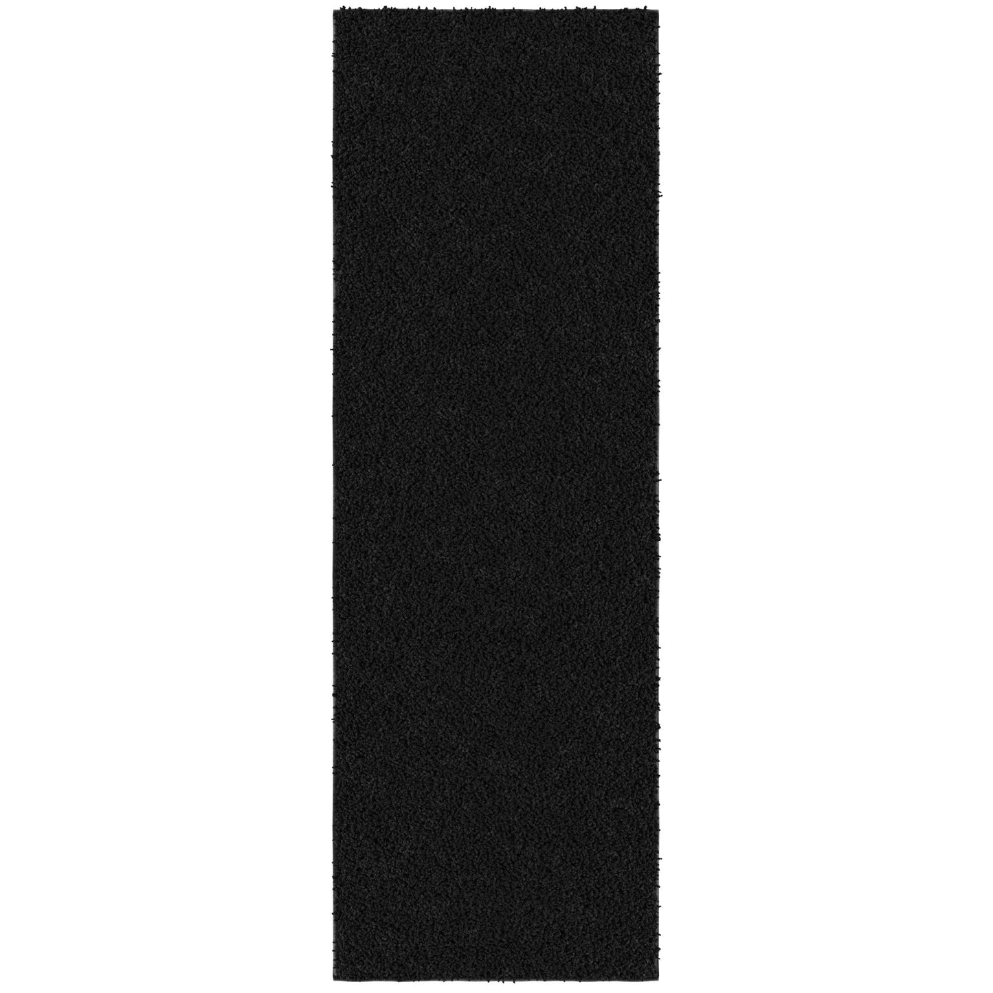 Ottomanson Luxury Non-Slip Rubberback Solid 2x6 Soft Indoor Runner Rug, 2' x 6', Black