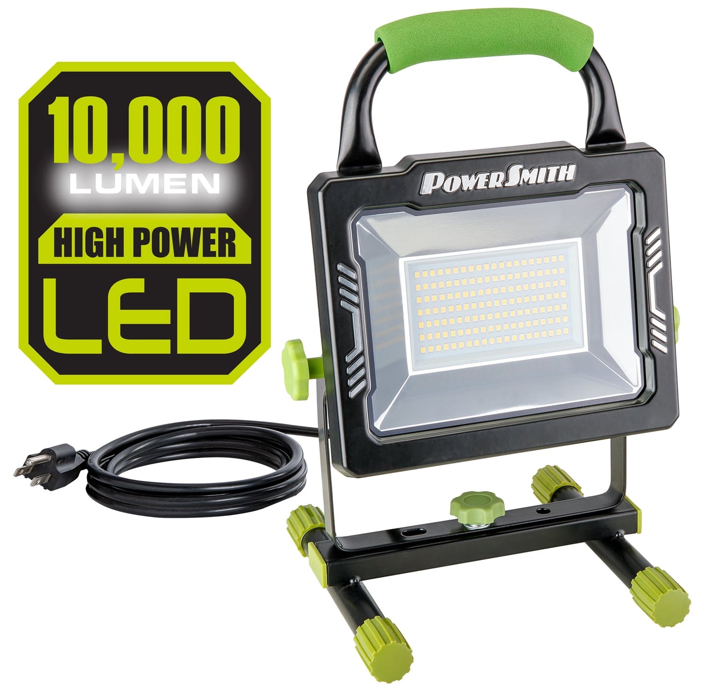 POWERSMITH PWLS100H 10000 Portable LED Work Light with Metal Housing and Stand, Impact Resistant Lens, and 5 Year Warranty