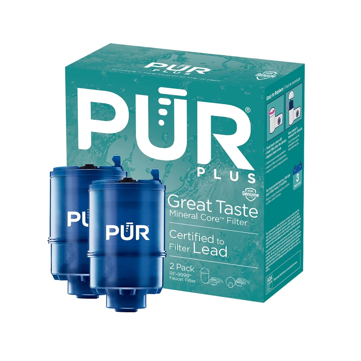 PUR PLUS Faucet Mount Water Replacement Filter 3-pack, 9 Month Supply, RF99993