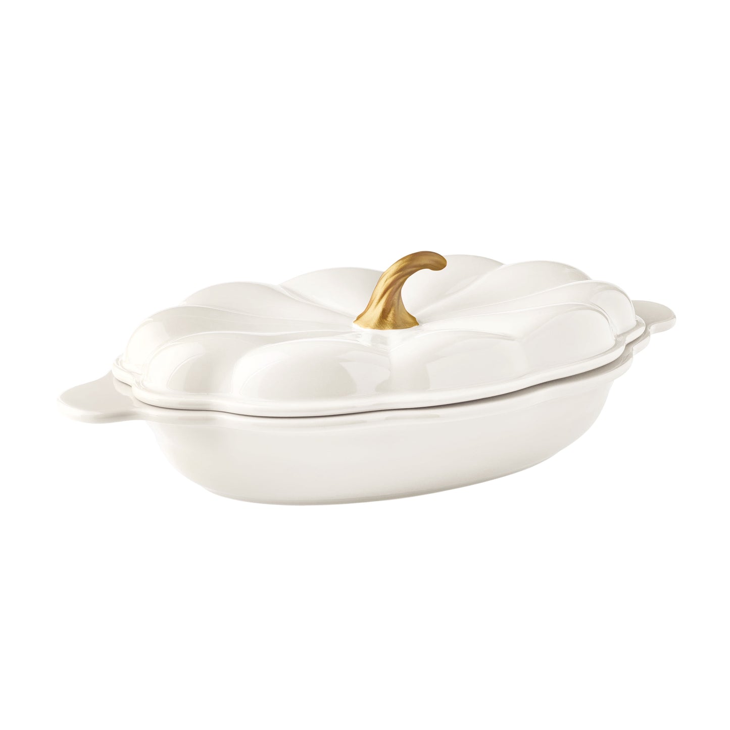 The Pioneer Woman 3-Quart Oval Pumpkin Stoneware Baker with Lid, Linen