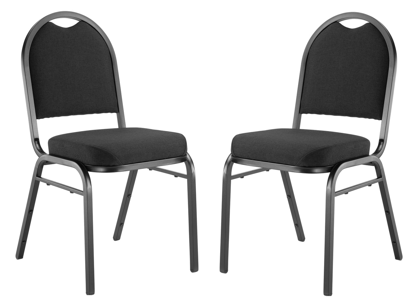 (Pack of 2) NPSÂ® 9200 Series Premium Fabric Upholstered Stack Chair, Ebony Black Seat/Black Sandtex Frame