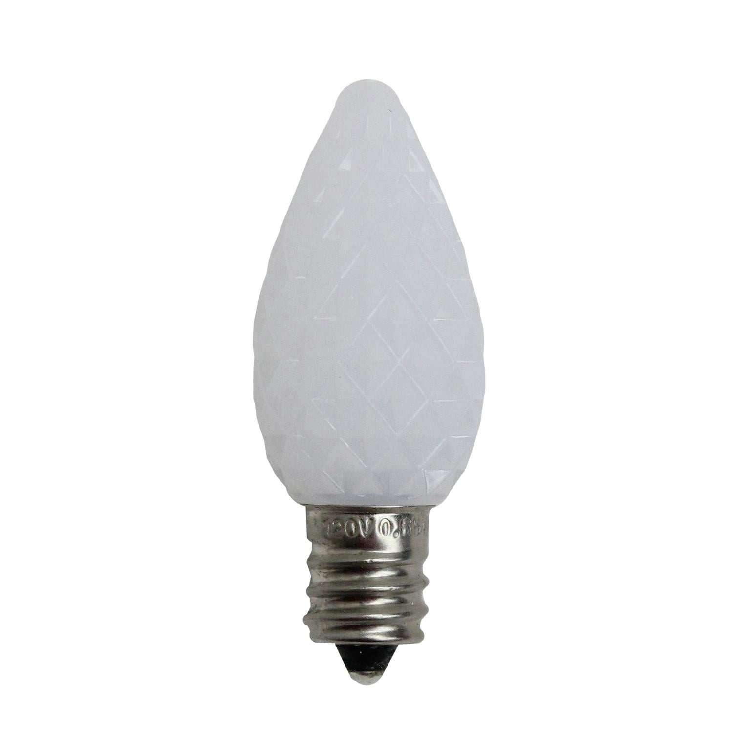 Pack of 25 Faceted LED C7 Pure White Christmas Replacement Bulbs