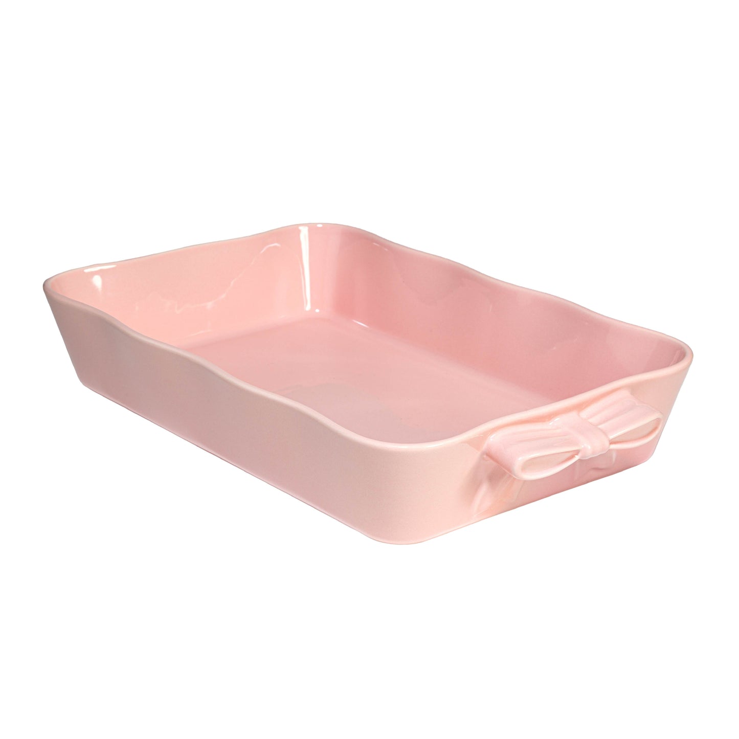 Paris Hilton Ceramic Stoneware Rectangular Lasagna Baker, 13 x 9 x 2.5 Inches, Oven Safe to 450Â°F, Dishwasher & Microwave Safe, Pink with Bow Handles