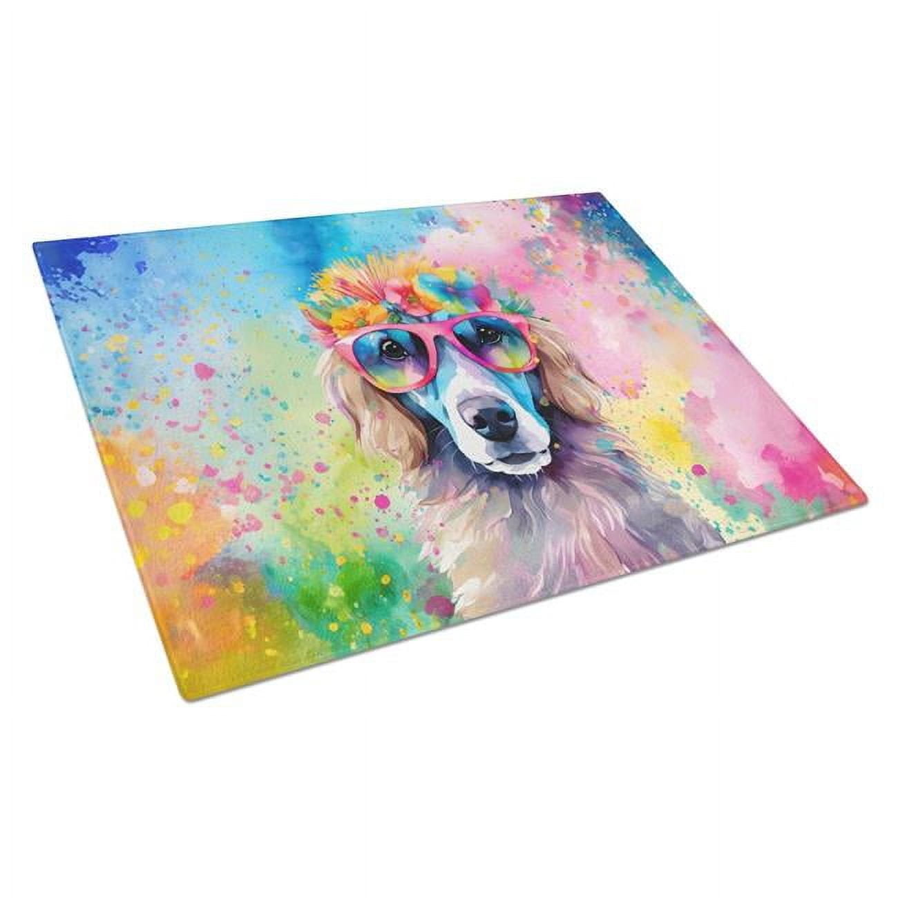 Poodle Hippie Dawg Glass Cutting Board Large 12 in x 15 in