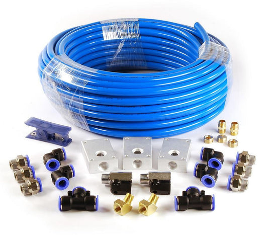 Primefit PCKIT26 Air Piping System, 26-Piece Air Push To Connect Kit with 1/2-Inch x 100-Feet Nylon Tubing