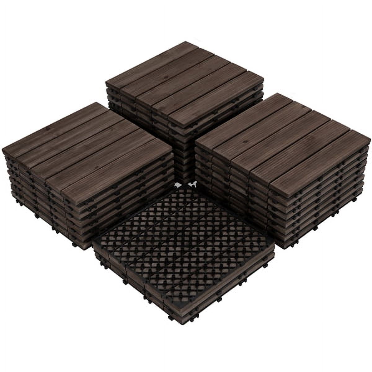 Renwick 27 Pieces 12â€™â€™ x 12â€™â€™ Wooden Floor Tiles for Outdoor and Indoor, Black